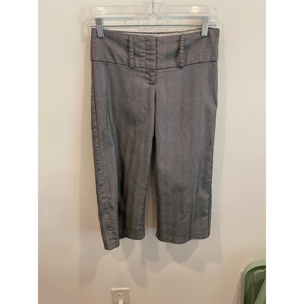 Charlotte Russe Grey Herringbone Capri Pants Women Size 1 Y2K Office Sire Slacks